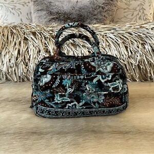 Vintage VERA BRADLEY Java Blue 2006 Small Bowler Bag Brown Floral Y2K Handbag